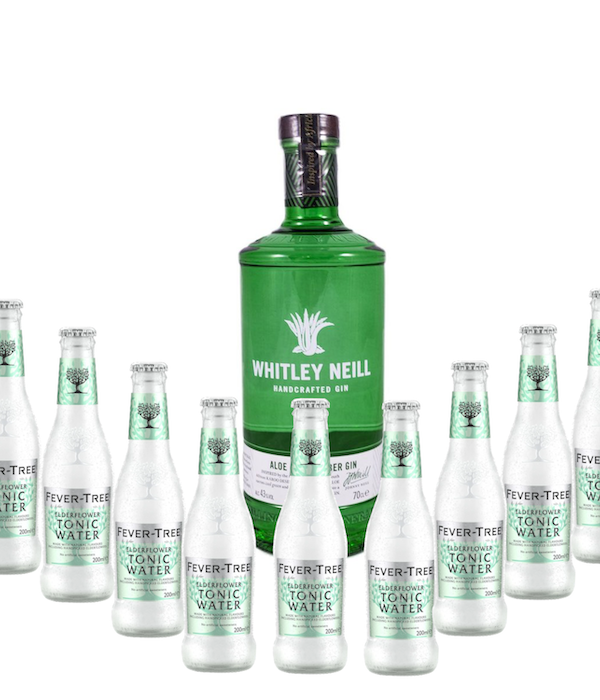 Pack gintonic -Whitley Neill – Aloe & Cucumber – 9 tonics Fever tree elder Flower